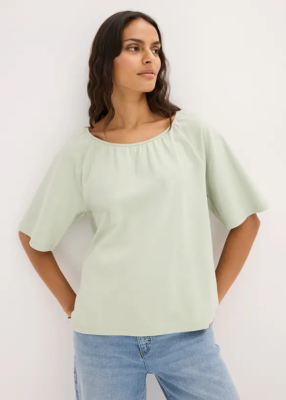 Oversize-Shirt aus Bio-Baumwolle in grün von vorne (im Anschnitt) - bonprix Oversize-Shirt aus Bio-Baumwolle in grün von vorne (im Anschnitt) - bonprix