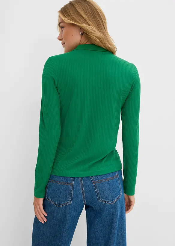 Geripptes Poloshirt in grün von hinten (im Anschnitt) - bonprix