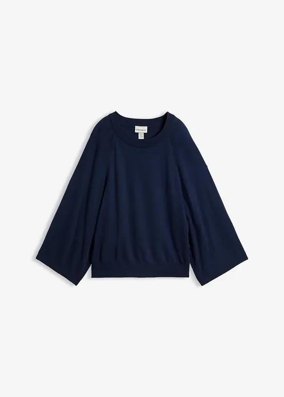 Oversized Feinstrickpullover in blau von vorne - bonprix