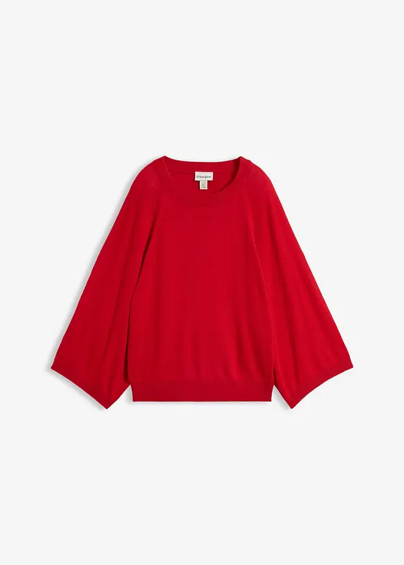 Oversized Feinstrickpullover in rot von vorne - bonprix