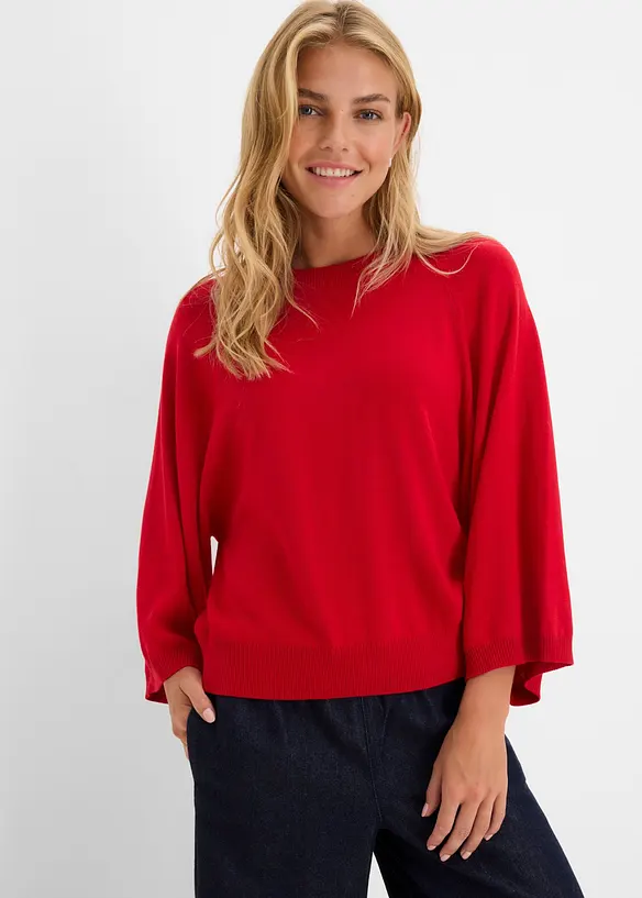 Oversized Feinstrickpullover in rot von vorne (im Anschnitt) - bonprix