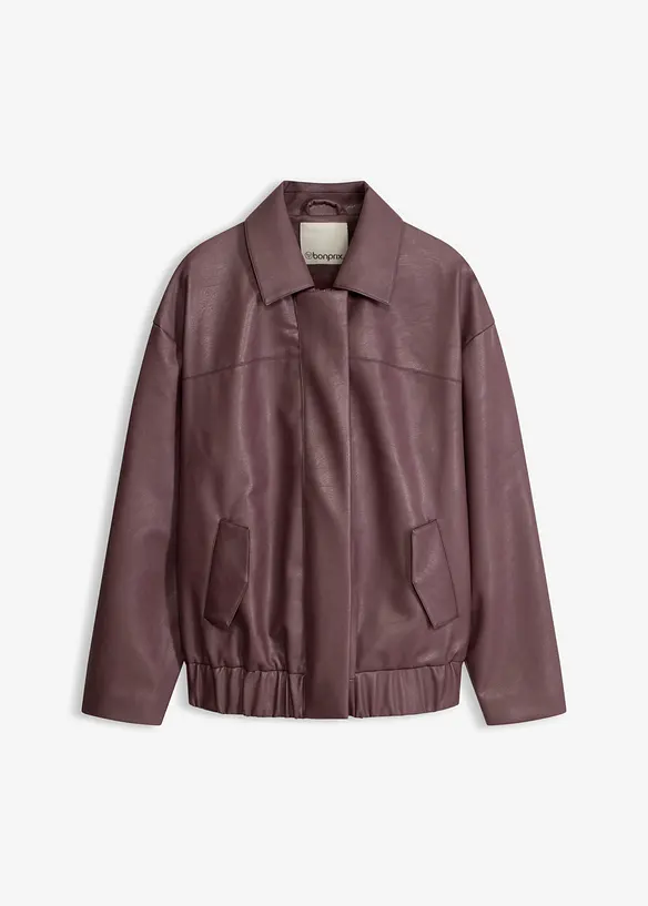 Lederimitat-Jacke in lila von vorne - bonprix