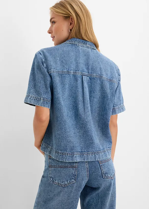 Jeansbluse aus reiner Baumwolle in blau von hinten (im Anschnitt) - bonprix Jeansbluse aus reiner Baumwolle in blau von hinten (im Anschnitt) - bonprix