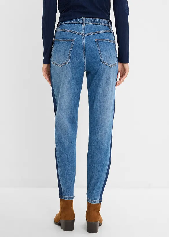 Mom-Jeans High Waist cropped in blau von hinten - bonprix
