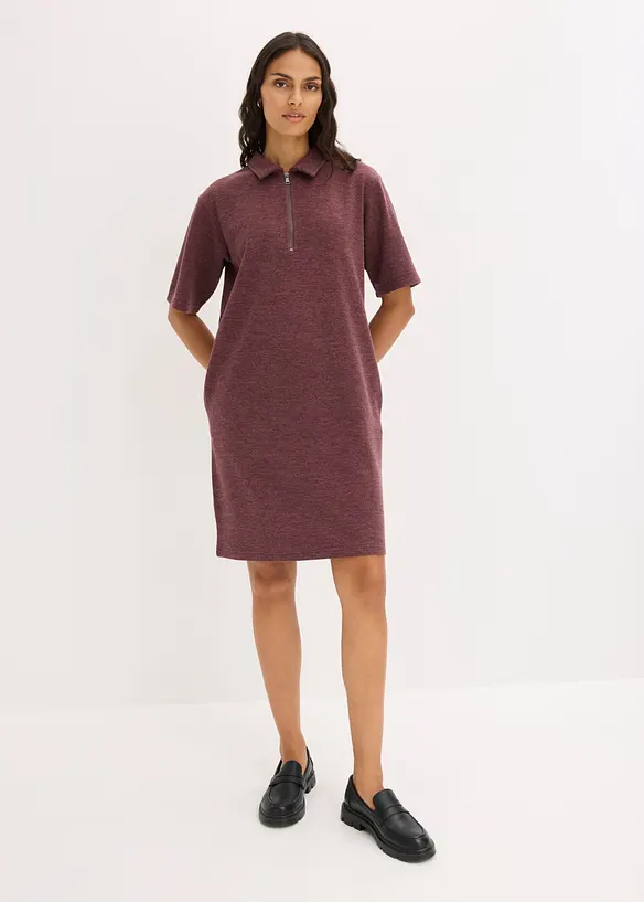 Kleid mit Reißverschluss aus Piqué in lila von vorne (Totalaufnahme) - bonprix Kleid mit Reißverschluss aus Piqué in lila von vorne (Totalaufnahme) - bonprix