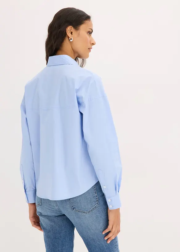 Hemdbluse aus Baumwoll-Mix in blau von hinten (im Anschnitt) - bonprix Hemdbluse aus Baumwoll-Mix in blau von hinten (im Anschnitt) - bonprix