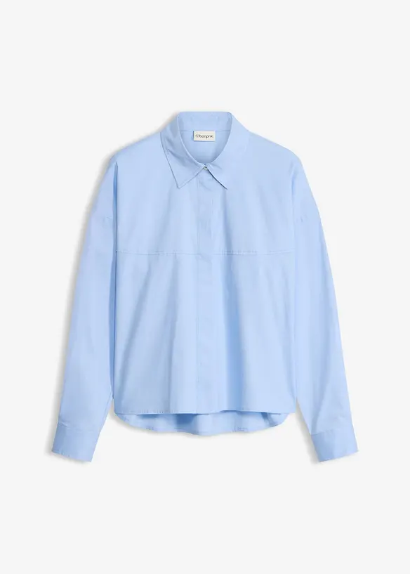 Hemdbluse aus Baumwoll-Mix in blau von vorne - bonprix Hemdbluse aus Baumwoll-Mix in blau von vorne - bonprix