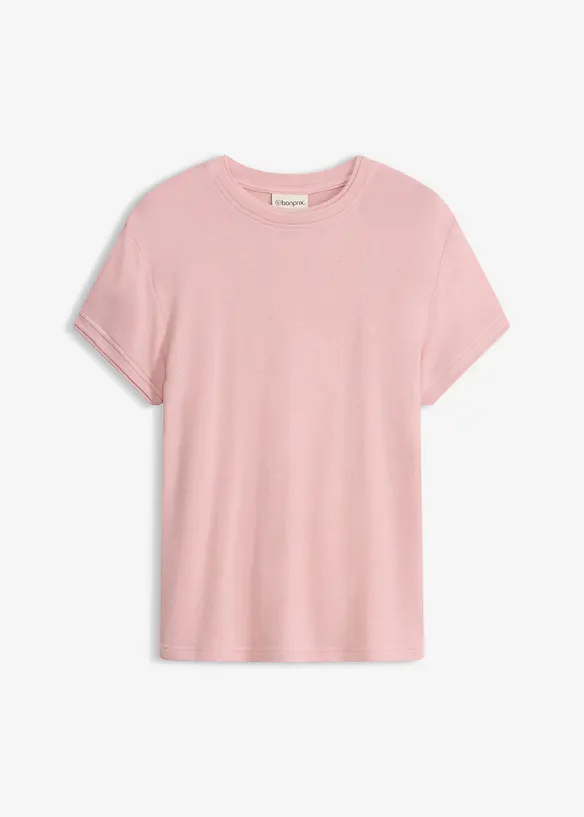 T-Shirt in 2-in-1-Optik aus Viskose-Mix in rosa von vorne - bonprix