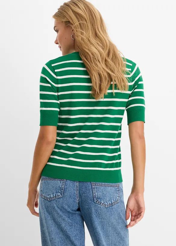 Feinstrickpullover aus softem Viskose-Mix in grün von hinten (im Anschnitt) - bonprix Feinstrickpullover aus softem Viskose-Mix in grün von hinten (im Anschnitt) - bonprix