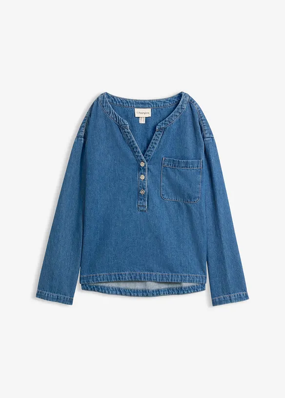 Leichte Jeansbluse-Tunika in blau von vorne - bonprix Leichte Jeansbluse-Tunika in blau von vorne - bonprix