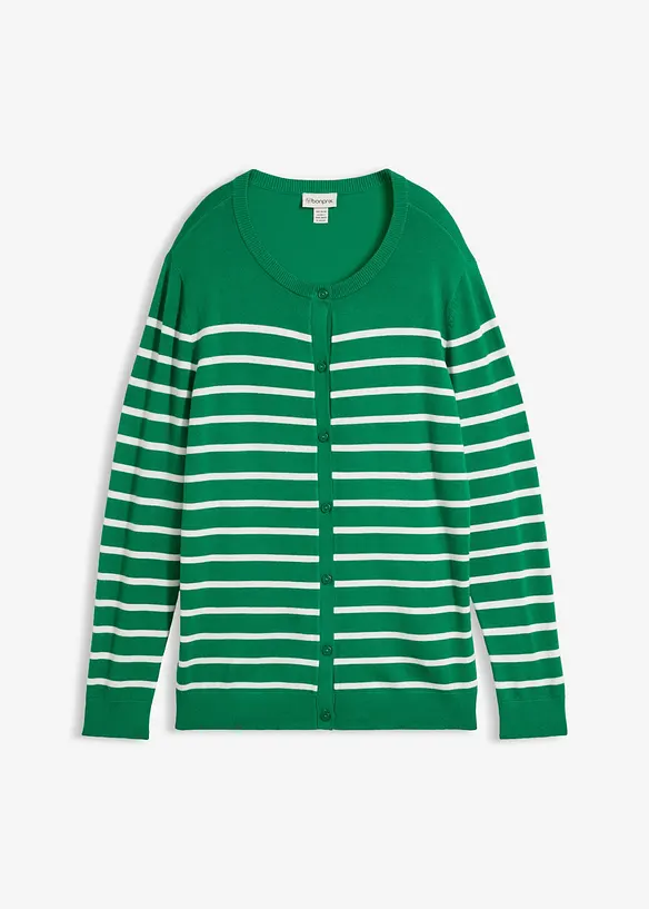 Feinstrickjacke aus weichem Viskose-Mix in grün von vorne - bonprix Feinstrickjacke aus weichem Viskose-Mix in grün von vorne - bonprix