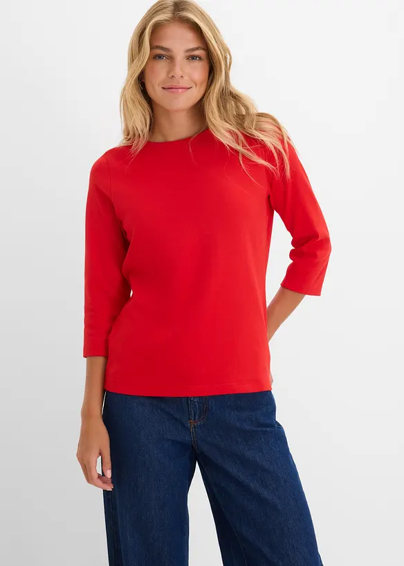 Shirt aus reiner schwerer Bio-Baumwolle in rot von vorne (im Anschnitt) - bonprix