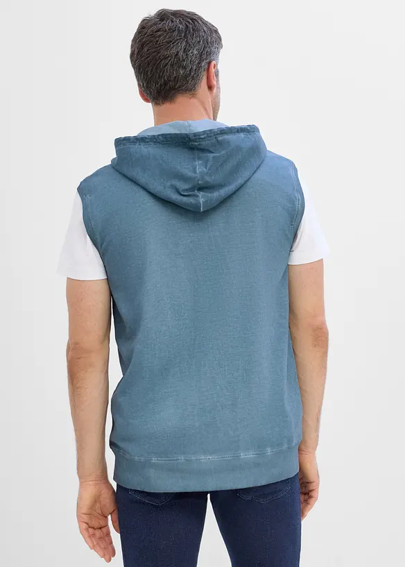 Kapuzen-Sweatweste aus reiner Baumwolle in blau von hinten (im Anschnitt) - bonprix
