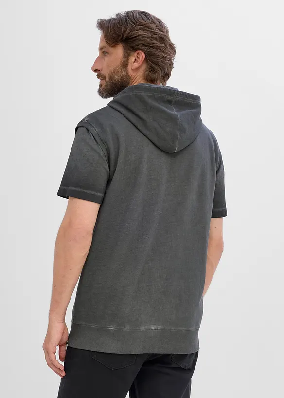 Kapuzen-Sweatweste aus reiner Baumwolle in schwarz von hinten (im Anschnitt) - bonprix