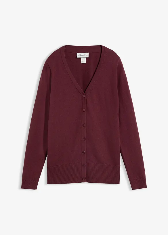 Feinstrickjacke aus weichem Woll-Mix in lila von vorne - bonprix Feinstrickjacke aus weichem Woll-Mix in lila von vorne - bonprix
