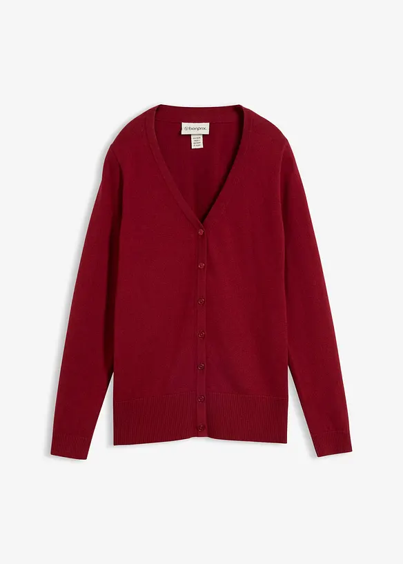Feinstrickjacke aus weichem Woll-Mix in rot von vorne - bonprix Feinstrickjacke aus weichem Woll-Mix in rot von vorne - bonprix