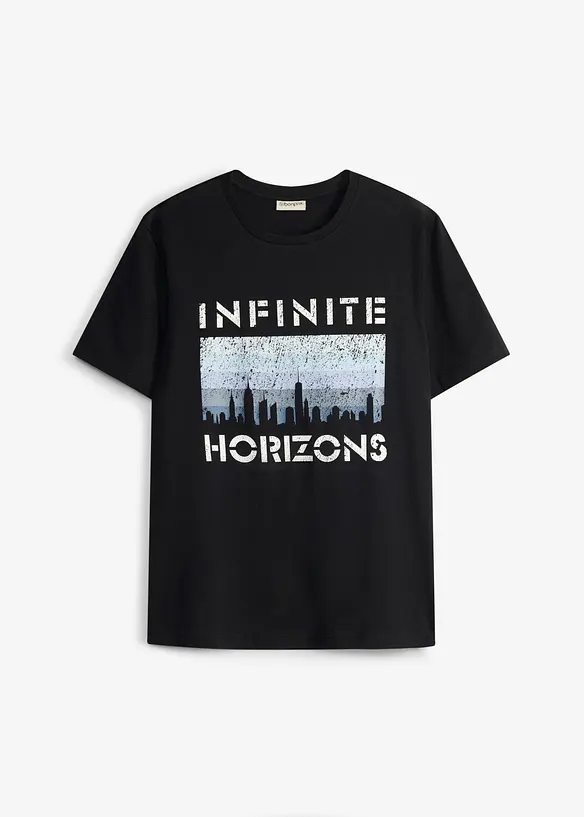 T-Shirt aus reiner Bio-Baumwolle in schwarz von vorne - bonprix