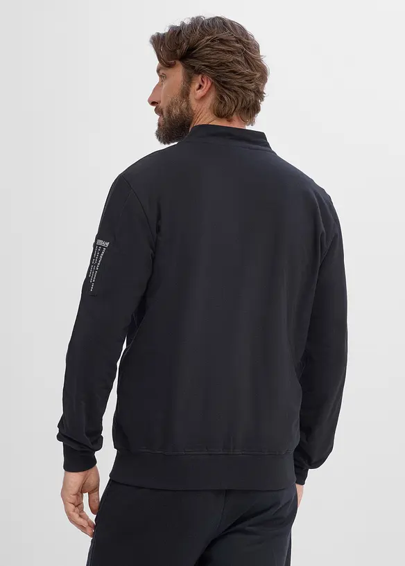 Sweatjacke aus reiner Bio-Baumwolle in schwarz von hinten (im Anschnitt) - bonprix