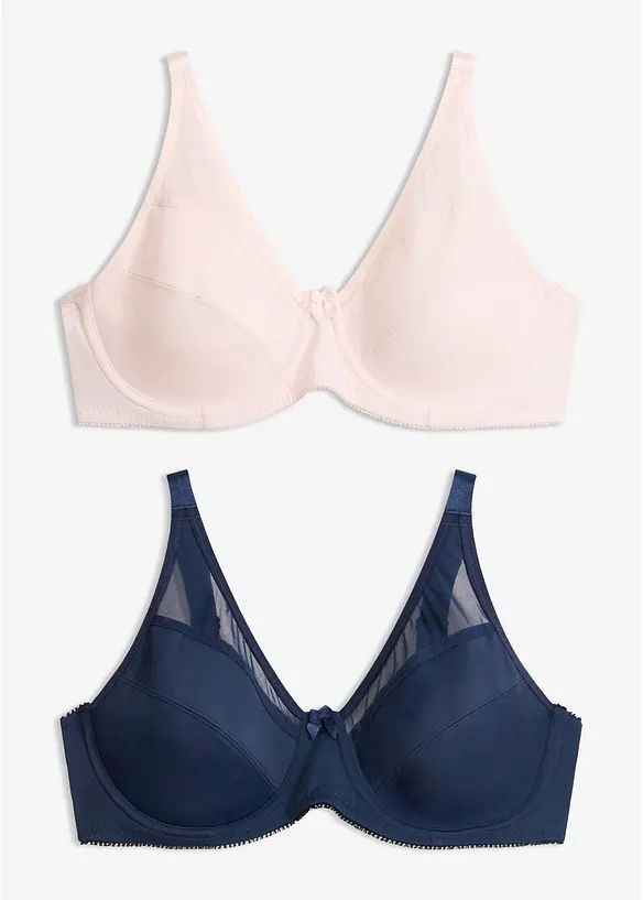 Bügel-BH mit Mesh (2er Pack) in rosa von vorne - bonprix