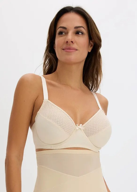 Minimizer-BH mit Mesh in beige von vorne (im Anschnitt) - bonprix