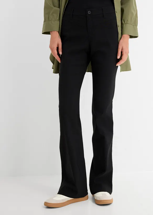 Bengalin-Bootcut-Hose aus Viskose-Mix in schwarz von vorne - bonprix Bengalin-Bootcut-Hose aus Viskose-Mix in schwarz von vorne - bonprix