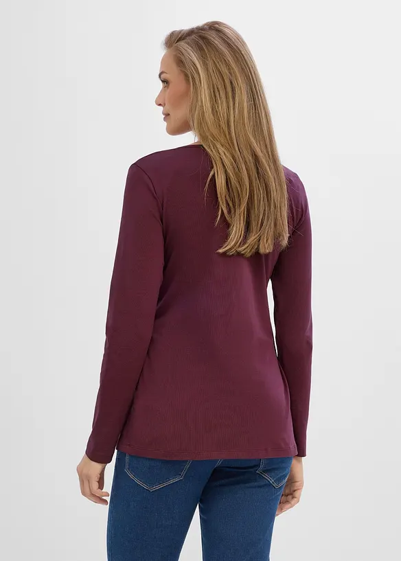 2-in-1 Umstands- und Stillshirt aus Bio-Baumwolle in rot von hinten (im Anschnitt) - bonprix