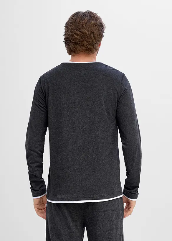 2-in-1 Langarmshirt in Regular Fit (2er Pack) in grün von hinten (im Anschnitt) - bonprix