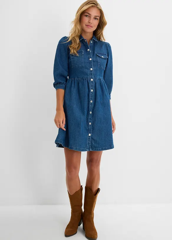 Jeanskleid in blau von vorne (Totalaufnahme) - bonprix Jeanskleid in blau von vorne (Totalaufnahme) - bonprix