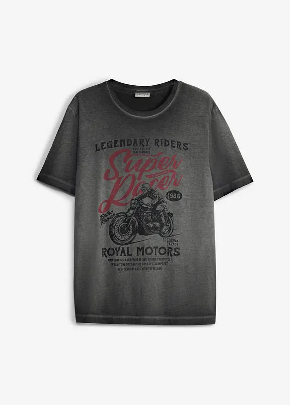 T-Shirt aus reiner Bio-Baumwolle in grau von vorne - bonprix