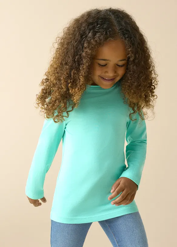 Langarmshirt (3er Pack) aus reiner Bio-Baumwolle in grün von vorne (im Anschnitt) - bonprix