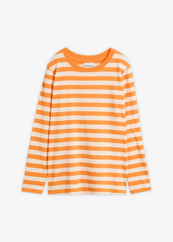 Streifenshirt aus reiner Bio-Baumwolle in orange von vorne - bonprix