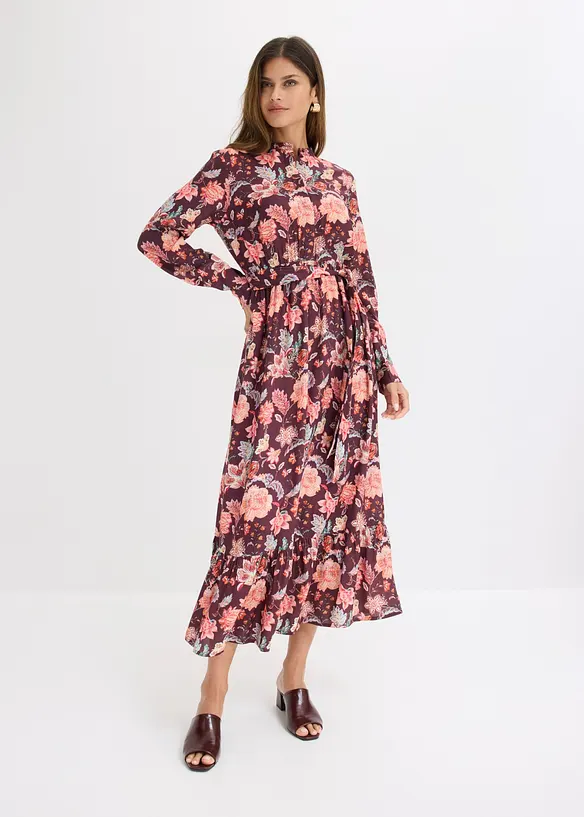 Maxikleid aus fließender Viskose in lila von vorne (Totalaufnahme) - bonprix Maxikleid aus fließender Viskose in lila von vorne (Totalaufnahme) - bonprix