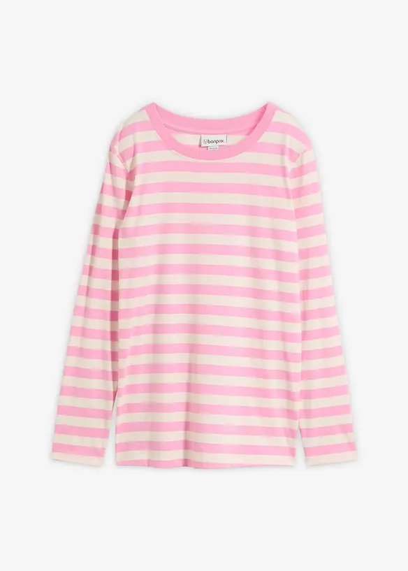 Streifenshirt aus reiner Bio-Baumwolle in rosa von vorne - bonprix Streifenshirt aus reiner Bio-Baumwolle in rosa von vorne - bonprix