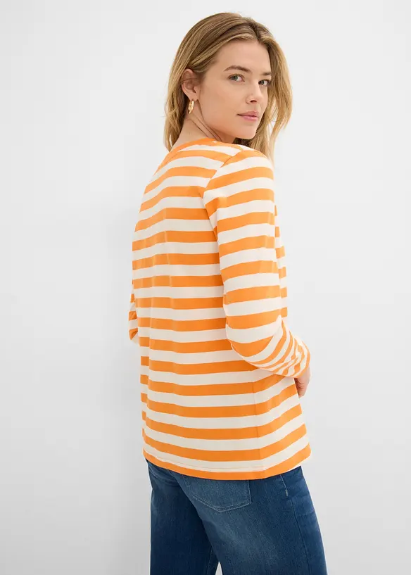 Streifenshirt aus reiner Bio-Baumwolle in orange von hinten (im Anschnitt) - bonprix