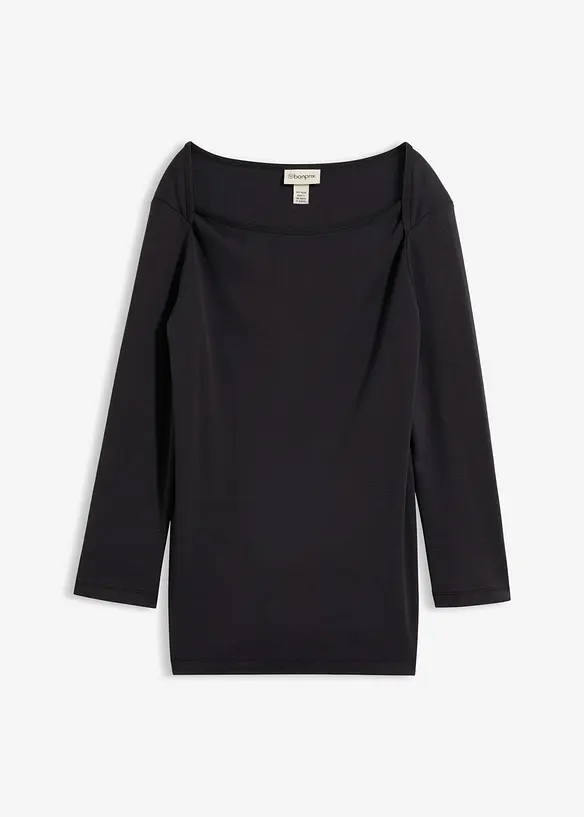 Shirt aus reiner Bio-Baumwolle in schwarz von vorne - bonprix