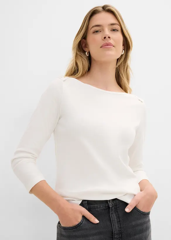 Shirt aus reiner Bio-Baumwolle in weiß von vorne (im Anschnitt) - bonprix