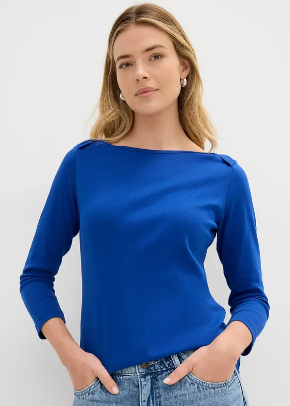 Shirt aus reiner Bio-Baumwolle in blau von vorne (im Anschnitt) - bonprix