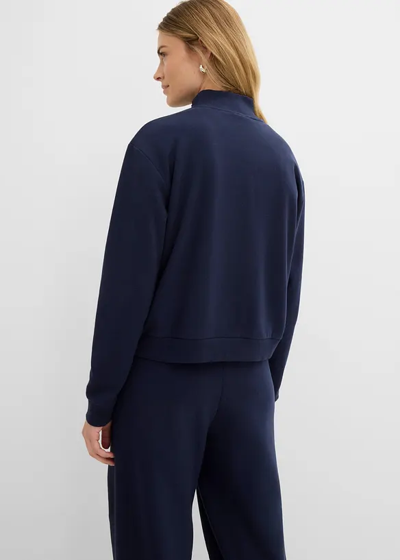 Sweatjacke aus reiner Bio-Baumwolle in blau von hinten (im Anschnitt) - bonprix