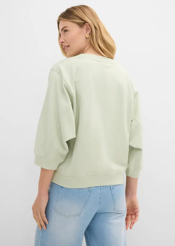 Oversize-Sweatshirt aus reiner Baumwolle in grün von hinten (im Anschnitt) - bonprix