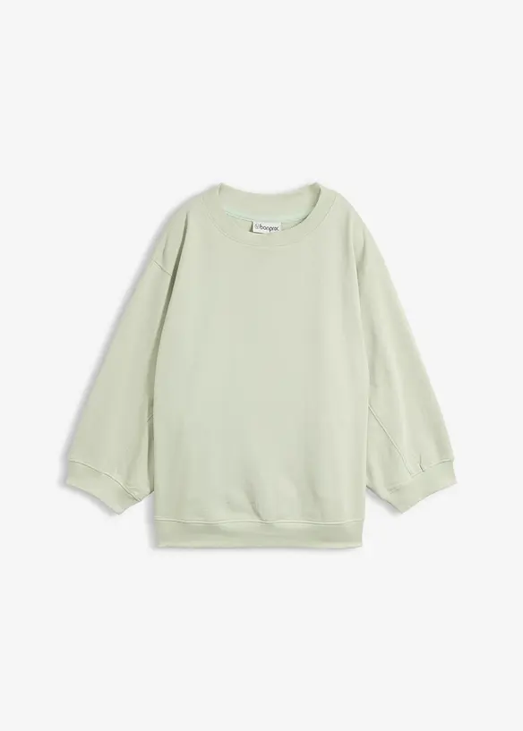 Oversize-Sweatshirt aus reiner Baumwolle in grün von vorne - bonprix
