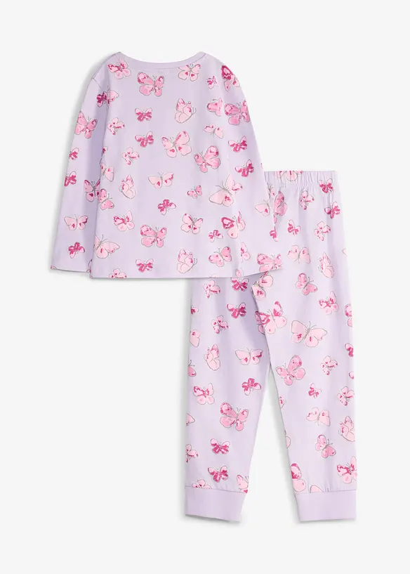 Pyjama aus reiner Bio-Baumwolle in lila von hinten - bonprix