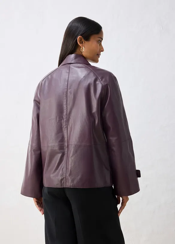 Cabanjacke aus Lammnappa-Leder in rot von hinten (im Anschnitt) - bonprix Cabanjacke aus Lammnappa-Leder in rot von hinten (im Anschnitt) - bonprix
