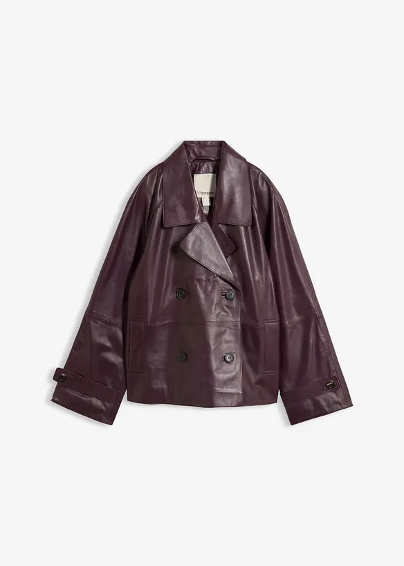 Cabanjacke aus Lammnappa-Leder in rot von vorne - bonprix Cabanjacke aus Lammnappa-Leder in rot von vorne - bonprix