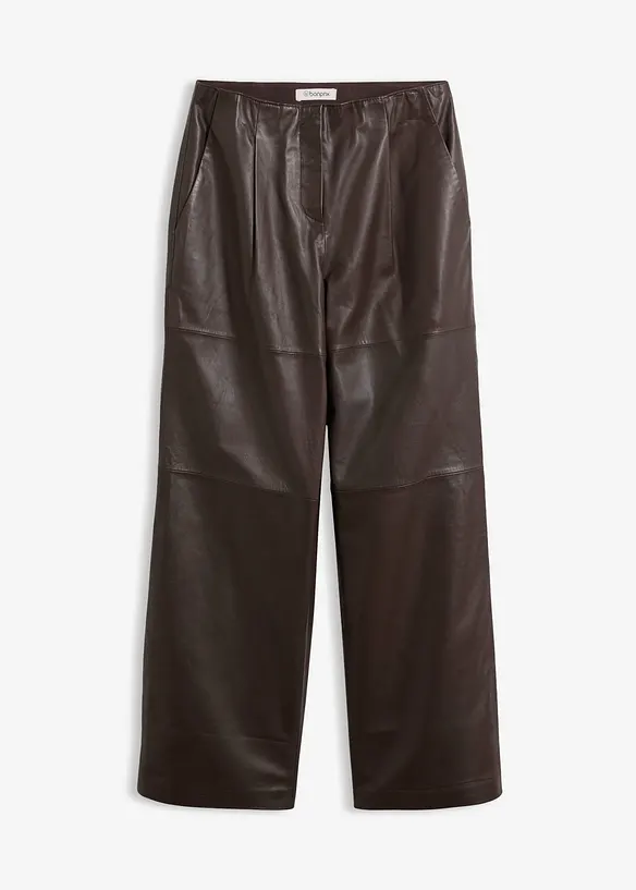 Lederhose mit Bundfalten in braun von vorne - bonprix Lederhose mit Bundfalten in braun von vorne - bonprix