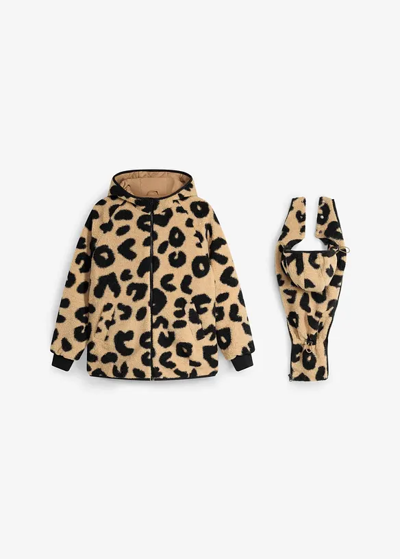 3-in-1 Teddyfleece Jacke für die Schwangerschaft und danach (2-tlg. Set) in beige von vorne - bonprix