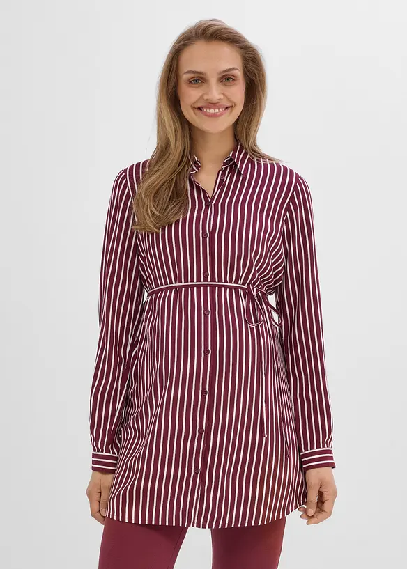 2-in-1 Umstands- und Stillblusenkleid aus fließender Viskose in rot von vorne (Totalaufnahme) - bonprix