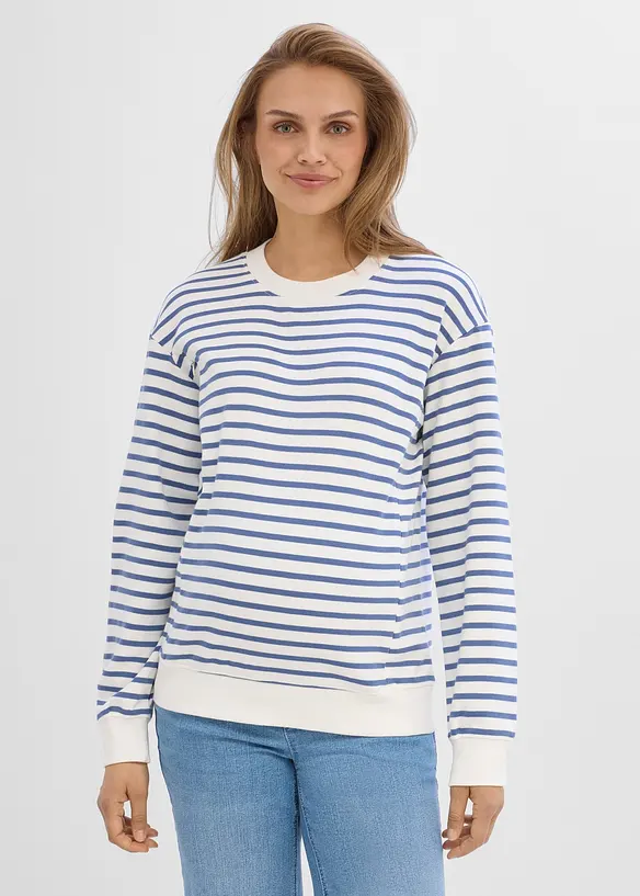 2-in-1 Umstands- und Stillshirt aus reiner Bio-Baumwolle in blau von vorne (im Anschnitt) - bonprix