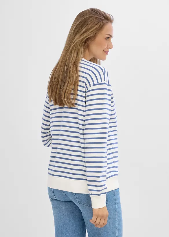 2-in-1 Umstands- und Stillshirt aus reiner Bio-Baumwolle in blau von hinten (im Anschnitt) - bonprix
