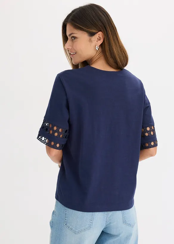 T-Shirt aus reiner Baumwolle in blau von hinten (im Anschnitt) - bonprix