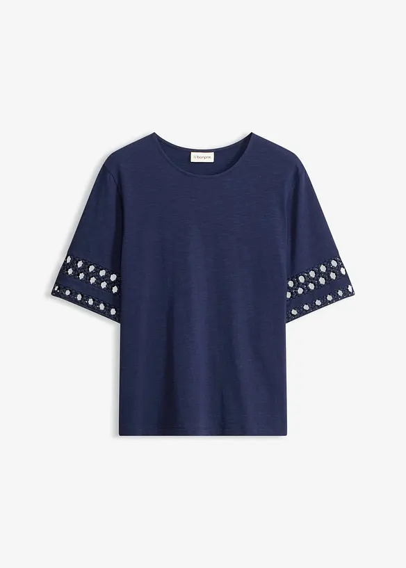 T-Shirt aus reiner Baumwolle in blau von vorne - bonprix